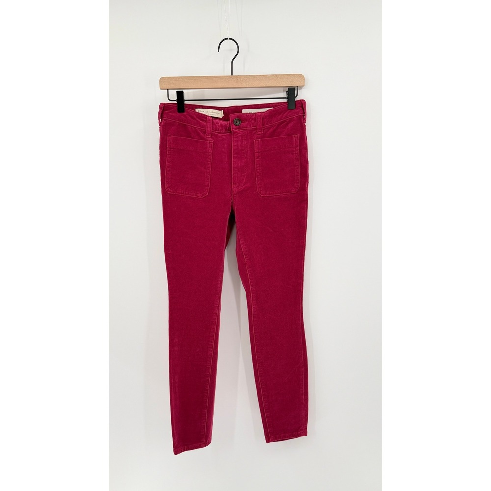 Anthropologie Pilcro Corduroy Pants Skinny Magenta Boho Eclectic Size 27/4